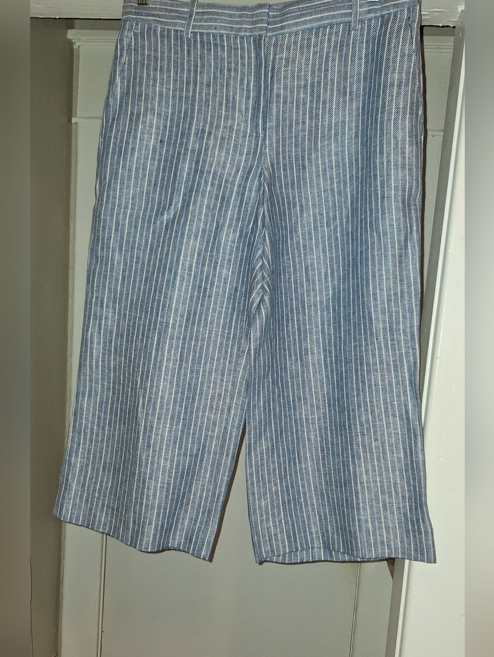 J. Crew Blue and White Pinstriped Capris